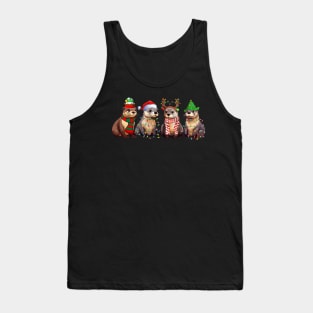 Cute Otter Christmas Pajama Funny Xmas Lights Animals Lover Tank Top